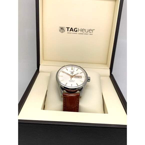 Tag Heuer Carrera Calibre 5 Men's Watch WAR201D-1 Swiss Automatic Brown Leather - Picture 3 of 14